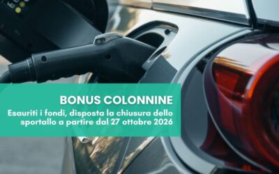 Bonus colonnine 2026 – chiusura sportello per esaurimento fondi